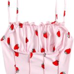 SweatyRocks Women's Ruched Frill Trim Spaghetti Strap Crop Cami Tank Tops Camisole
